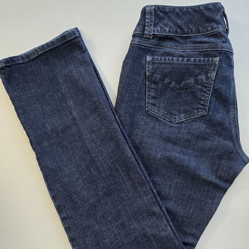 CAbi Straight-Leg Jeans in Dark Blue Denim